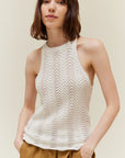 The Talia Off White Halter Sweater Top