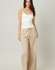 The Tasha Taupe Striped Drawstring Pants