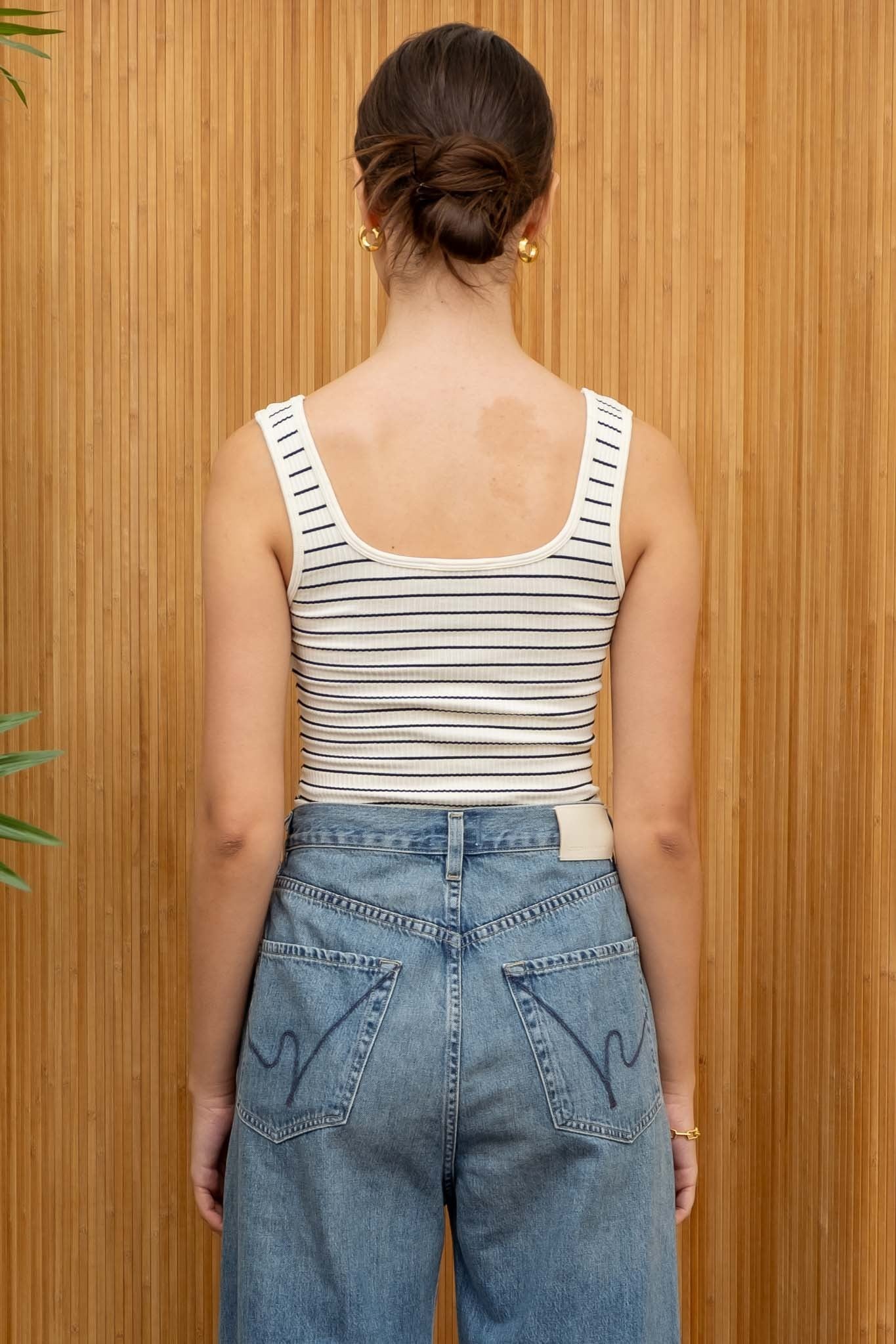 The Taylor Cream Striped Snap Tank
