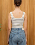 The Taylor Cream Striped Snap Tank