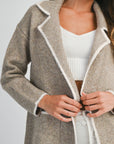 The Terri Lt Mocha Contrast Collar Sweater Jacket