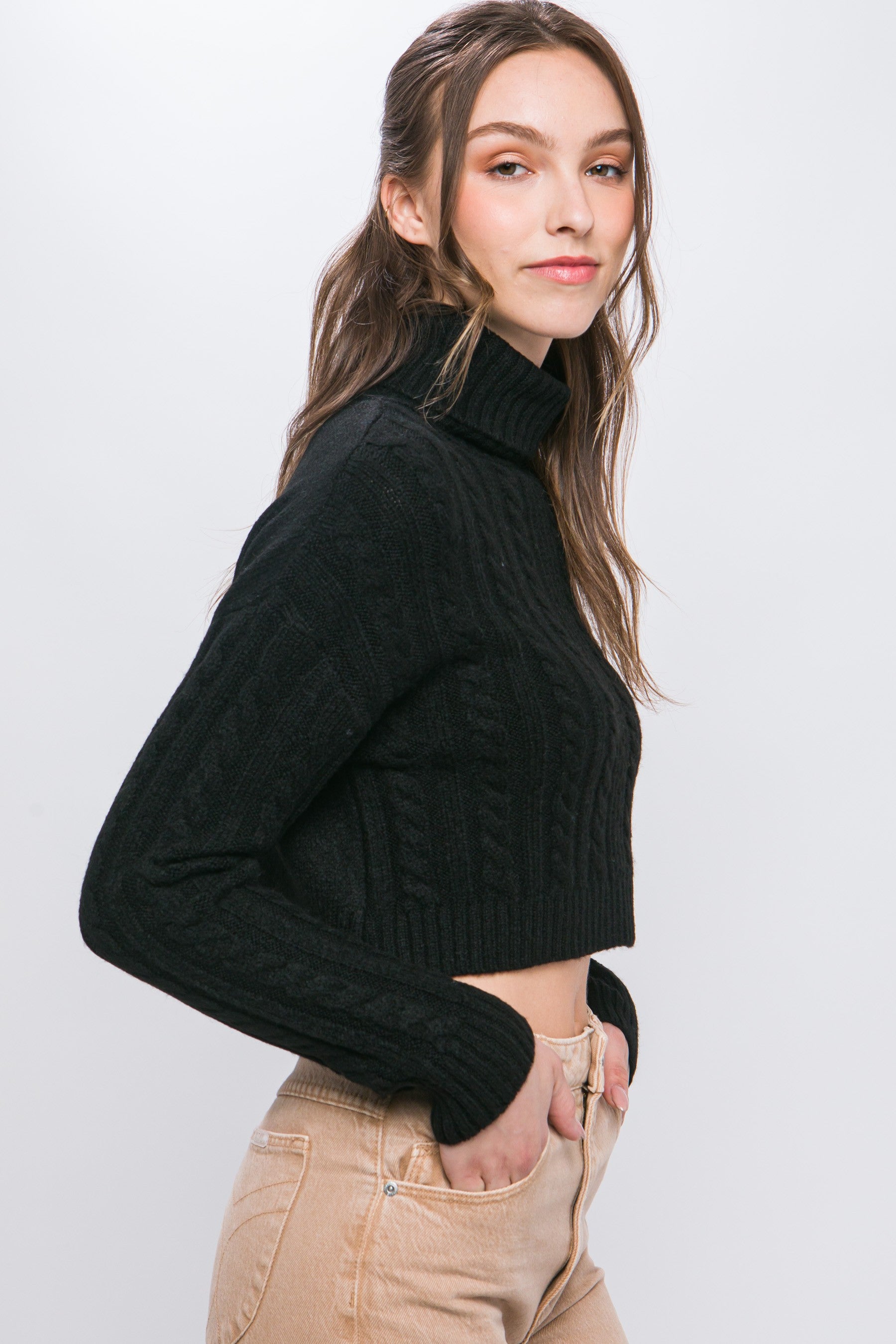 The Pippa Cable Knit Crop Sweater