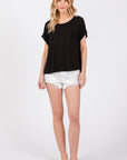 The Tyler Black Drop Shoulder Modal Top