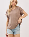 The Tyler Light Mocha Drop Shoulder Modal Top