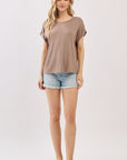 The Tyler Light Mocha Drop Shoulder Modal Top