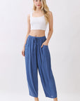 The Senna Denim Blue Drawstring Barrel Pants