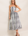 The Verity Printed Strapless Midi Dress