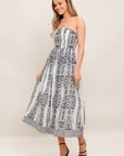 The Verity Printed Strapless Midi Dress
