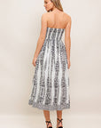 The Verity Printed Strapless Midi Dress