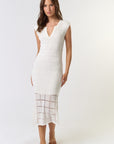 The Victoria Off White Knit Overlay Midi Dress