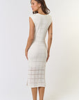The Victoria Off White Knit Overlay Midi Dress