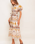 The Vietta Tropical Button Down Midi Dress