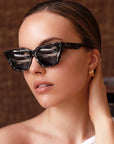 The Vista Black Marble Acetate Cat Eye Sunglasses