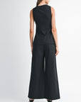 The Yara Black Split Hem Top + Pants Set - Sold Separately