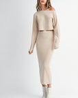 The Zinnia Light Taupe Crop Top + Midi Skirt Set - Sold Separately