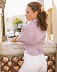 The Winnie Brown Striped Pleated Top