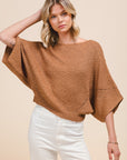 The Kayne Camel Dolman Boatneck Top