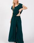 The Anika Hunter Green Woven Top + Pant Set - Sold Separately
