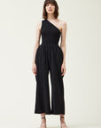 The Arlo Black One Shoulder Gauze Jumpsuit