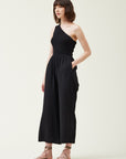 The Arlo Black One Shoulder Gauze Jumpsuit