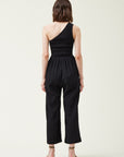 The Arlo Black One Shoulder Gauze Jumpsuit