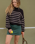 The Abbi Black Striped Mock Neck Sweater