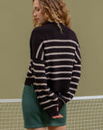 The Abbi Black Striped Mock Neck Sweater