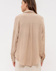 The Melia Khaki Button-down Top
