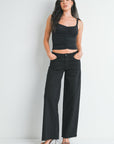 The Christy Black Relaxed Wide Leg Jeans
