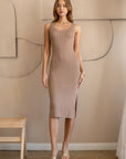 The Cloe Khaki Knit Midi Dress
