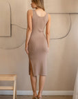 The Cloe Khaki Knit Midi Dress