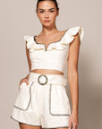 The Daphne Ruffle Top + Shorts Set - Sold Separately