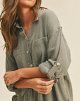 The Deana Gauze Button Down Top + Shorts Set - Sold Separately