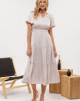 The Dixie Tiered Ivory Midi Dress