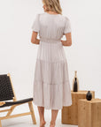 The Dixie Tiered Ivory Midi Dress