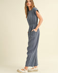 The Emery Navy Gauze Jumpsuit