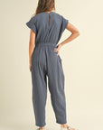 The Emery Navy Gauze Jumpsuit