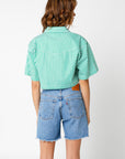 The Gail Cropped Stripe Button Down Top