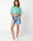 The Gail Cropped Stripe Button Down Top