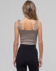The Harlow Taupe Striped Crop Top