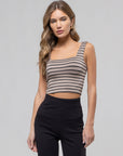 The Harlow Taupe Striped Crop Top
