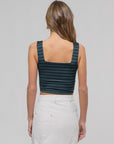 The Harlow Hunter Green Striped Crop Top