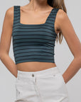 The Harlow Hunter Green Striped Crop Top