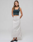 The Harlow Hunter Green Striped Crop Top