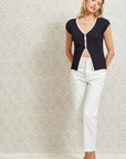 The Irena Black Contrast Knit Top