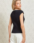 The Irena Black Contrast Knit Top