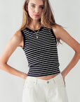 The Jade Stripe Ribbed Tank Top