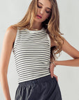 The Jade Stripe Ribbed Tank Top