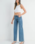 The Amara Dark Denim Wide Leg Jeans