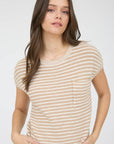 The Kloey Khaki Stripe Pocket Top